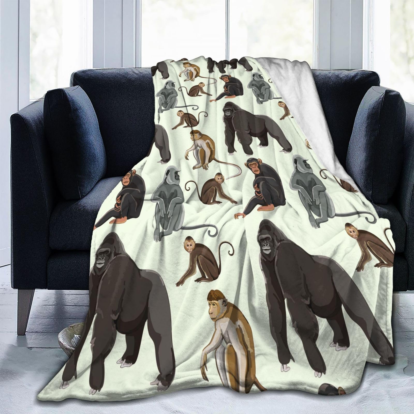 Amazon｜毛布 ゴリラ サル チンパンジー ブランケット 厚手 125×150cm